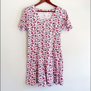 Amazing vintage pink floral romper square neck button up